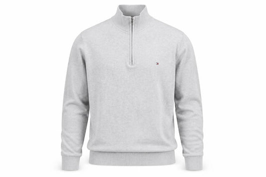 Tommy Hilfiger Men's Grey Cotton 1/2 Zip Jumper Size M