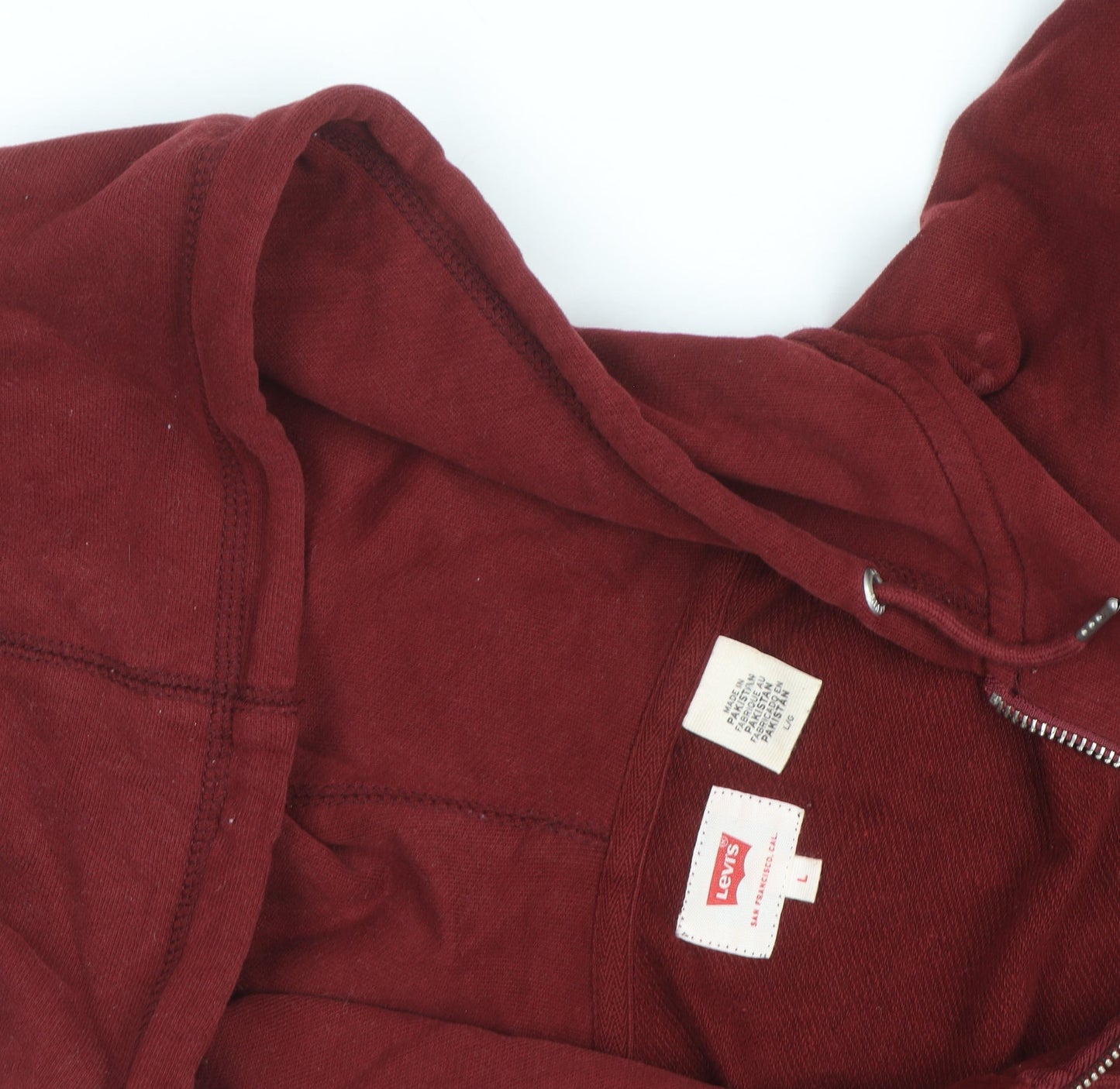 Levi's Men's Red Full Zip Hoodie Size L Cotton Fleece