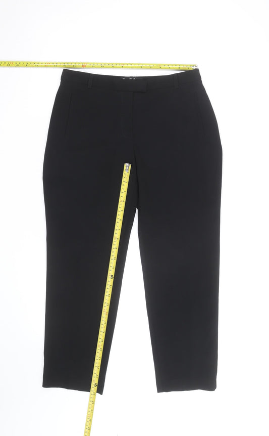 Miss Selfridge Women Black Slim Tailored Ankle Trousers Size 10