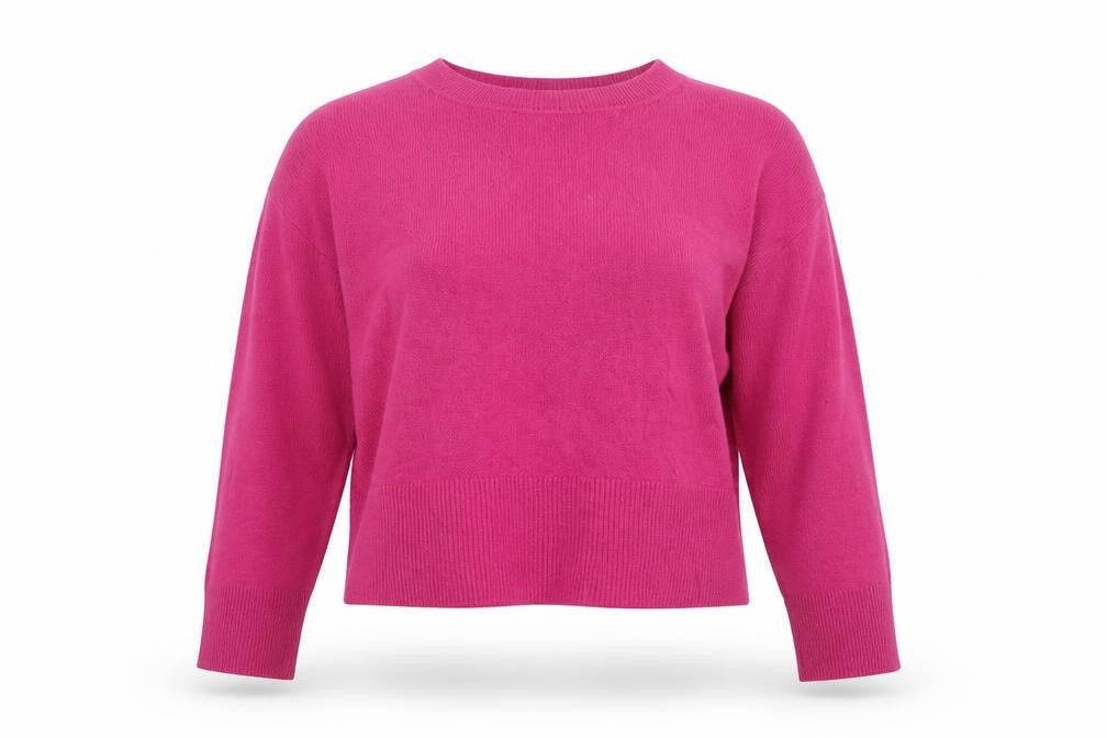 Rachel Zoe Women's Pink Cashmere Crew Neck Long Sleeve Jumper Size L