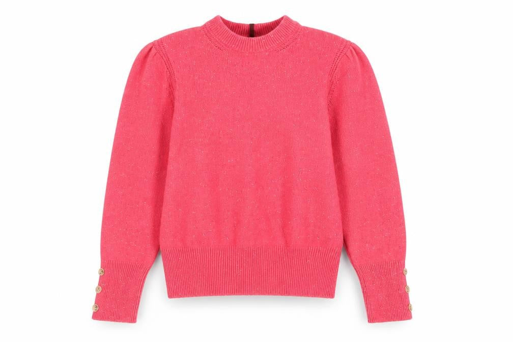 Marks & Spencer Women Pink High Neck Button Sleeve Knit Jumper Size 14