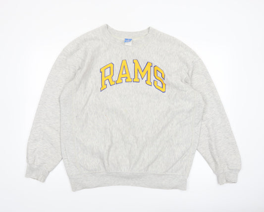 Champion Mens Grey XL Pullover Sweatshirt RAMS Logo Vintage