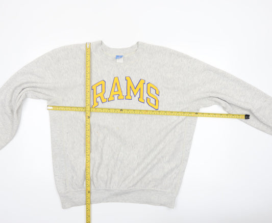 Champion Mens Grey XL Pullover Sweatshirt RAMS Logo Vintage
