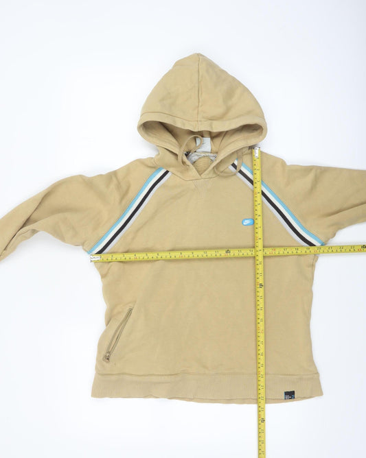 Nike Women Beige Hooded Pullover Sweatshirt L Cotton Blend