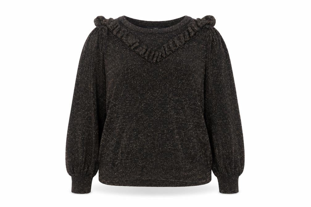 Next Womens Black Metallic Ruffle Pullover Jumper Size 18