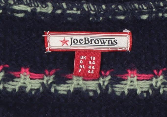 Joe Browns Womens Navy Floral Button Cardigan Size 18 Acrylic Knit
