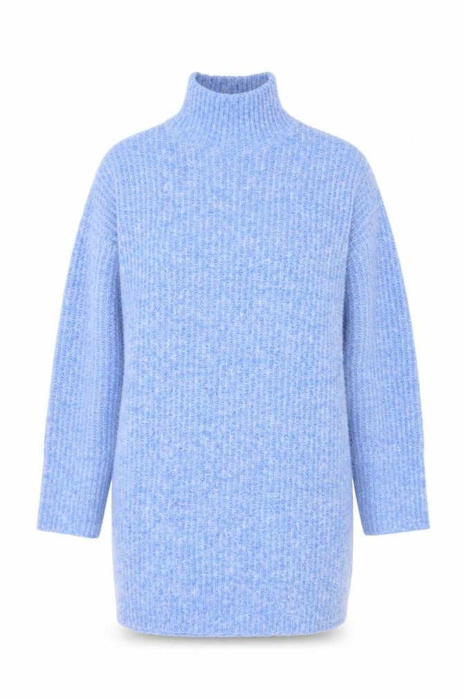 Zara Women Blue High Neck Chunky Knit Jumper Size 12