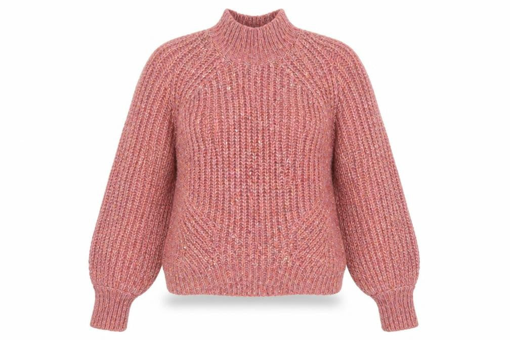 Next Women Pink High Neck Chunky Knit Wool Blend Jumper Size 8