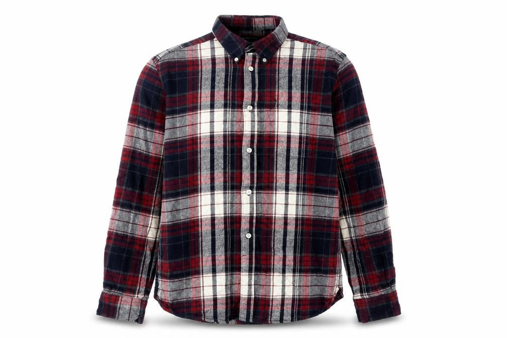 French Connection Men's Red Plaid Flannel Button-Up Shirt L
