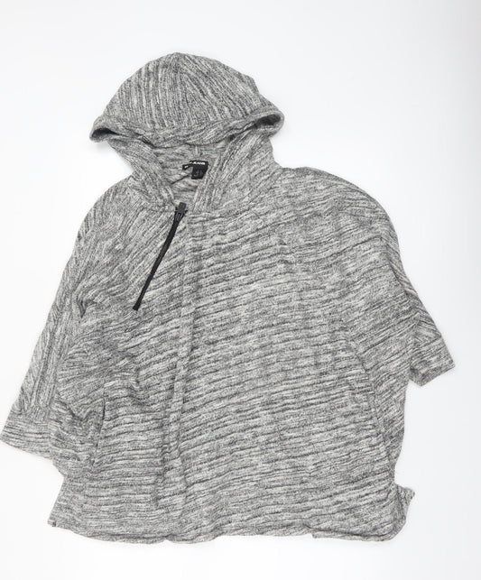 DKNY Jeans Womens Grey 1/4 Zip Hooded Pullover Cotton Sweatshirt XS