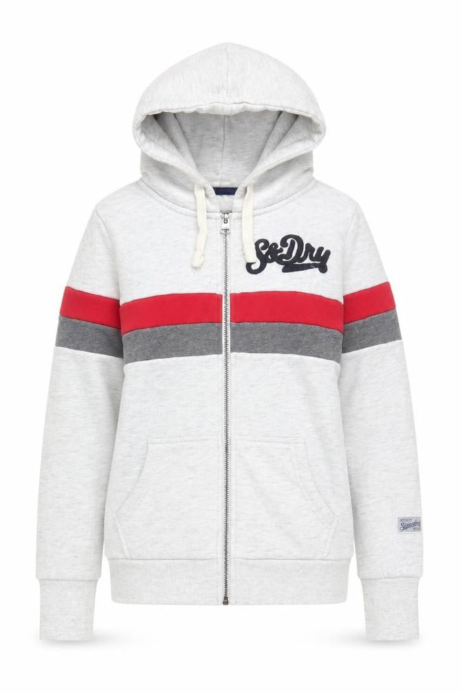 Superdry Women’s Grey Full Zip Hoodie UK 10 Cotton Blend