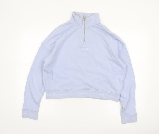 Jack Wills Women Lilac 1/4 Zip Pullover Sweatshirt UK 12