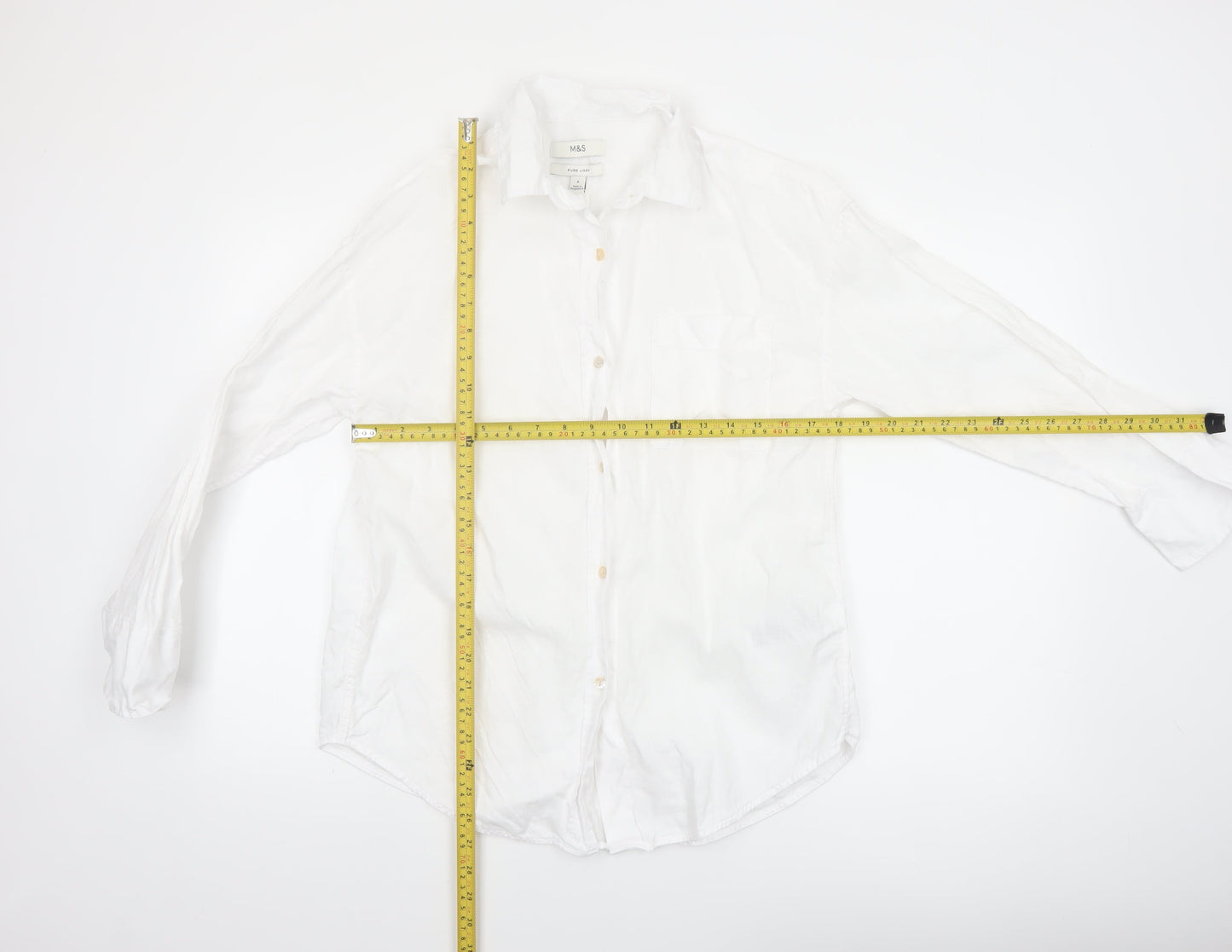 Marks and Spencer Women’s White Linen Button-Up Shirt Size 6