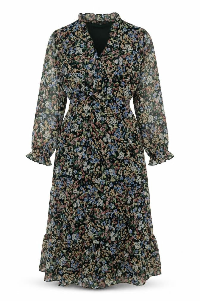 Apricot Women’s Multicoloured Floral Midi Wrap Dress Size 8