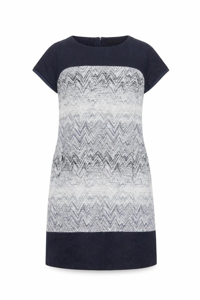 Marks and Spencer Women’s Blue Shift Dress Size 14 Chevron Pattern