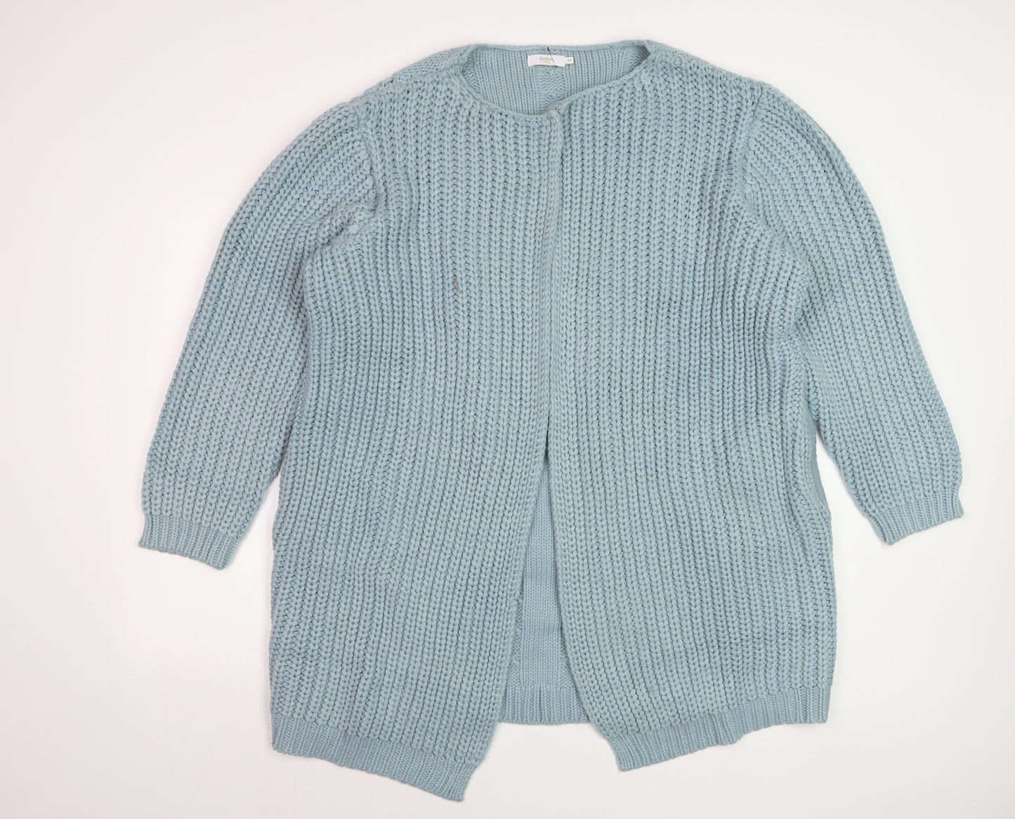 Cotton Traders Women's Blue Size 22 Chunky Knit Open Front Cardigan