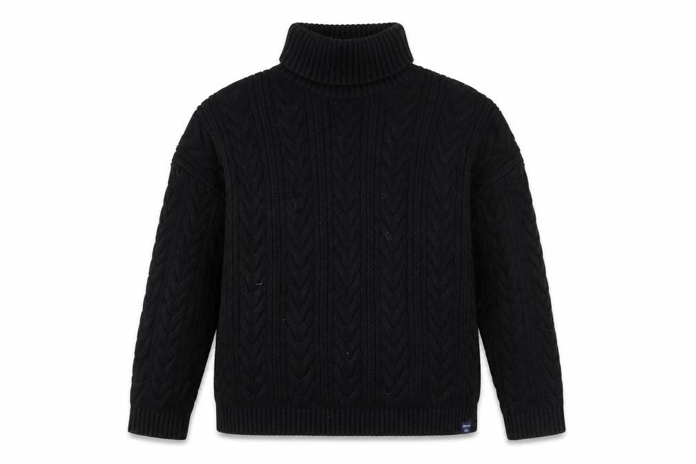 Superdry Womens Black Cable-Knit Roll Neck Jumper UK 10
