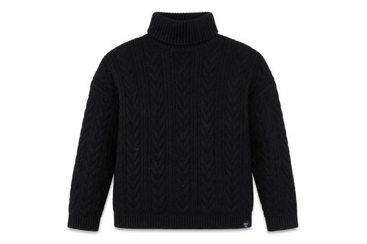 Superdry Womens Black Cable-Knit Roll Neck Jumper UK 10