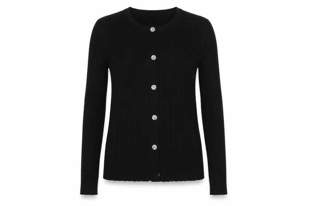 QED London Women's Black Knit Button Cardigan Size S