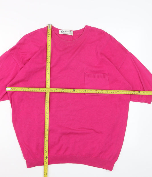 Jaeger Women’s Pink 100% Cotton Short Sleeve Crew Neck Jumper L
