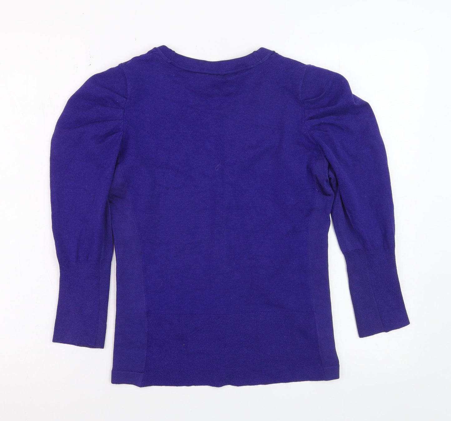 Karen Millen Women Purple V-Neck Cardigan Size 12 Slim Fit