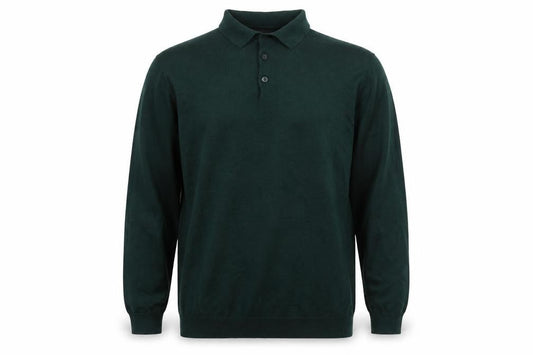 River Island Men's Green Long Sleeve Knit Polo Shirt XL