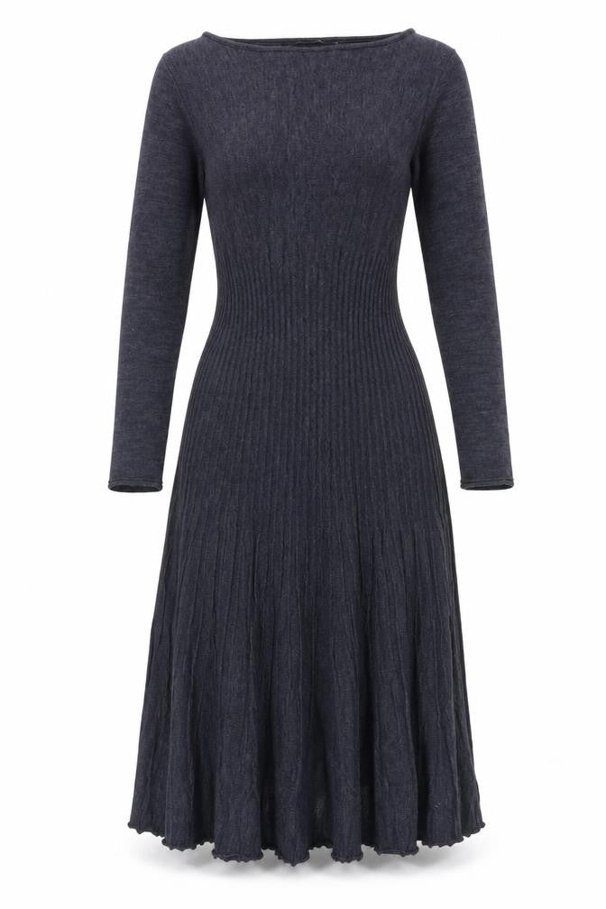 Lauren Vidal Womens Grey Knit Fit & Flare Dress Size M