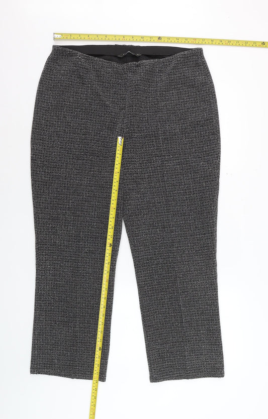 Bonmarché Women's Grey Check Straight Leg Trousers Size 16