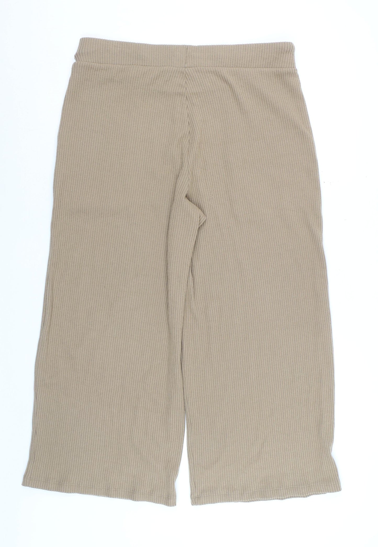Marks and Spencer Women Beige Cropped Wide-Leg Trousers Size 16