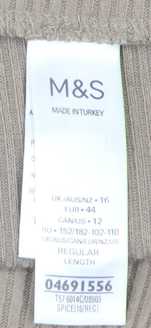 Marks and Spencer Women Beige Cropped Wide-Leg Trousers Size 16