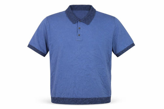 Marks and Spencer Men's Blue Knit Polo Shirt Size L Short Sleeve