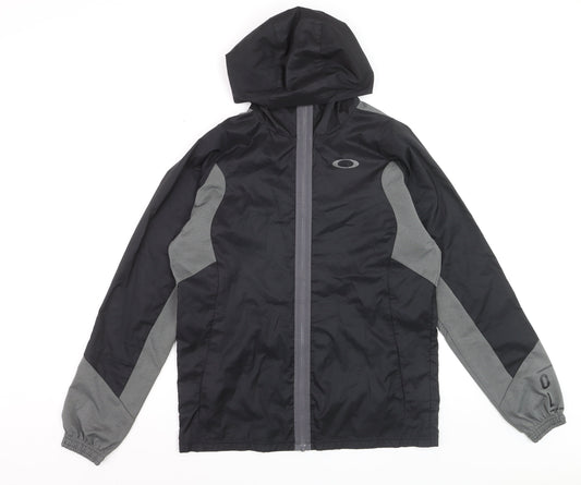Oakley Mens Grey Windbreaker Jacket Medium Hooded Zip Polyester