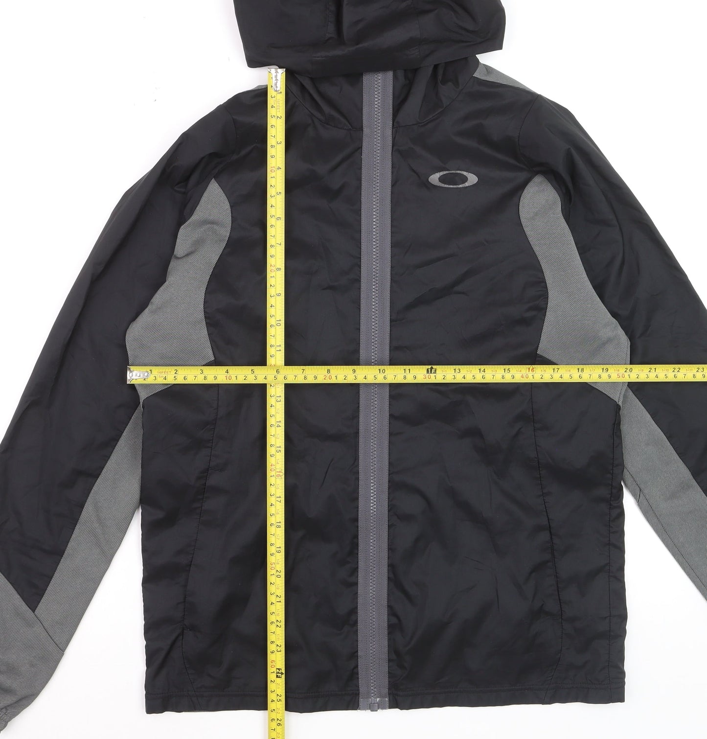 Oakley Mens Grey Windbreaker Jacket Medium Hooded Zip Polyester