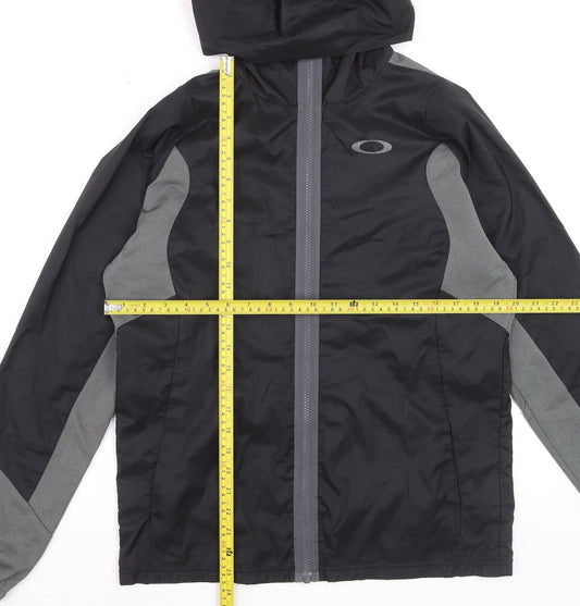 Oakley Mens Grey Windbreaker Jacket Medium Hooded Zip Polyester