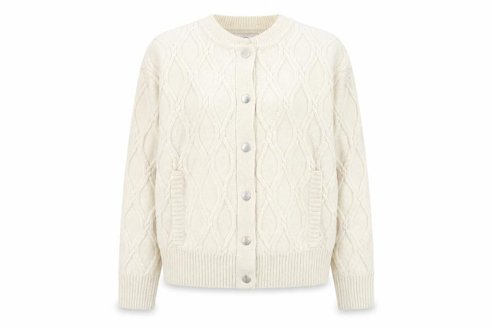 Marks and Spencer Women Ivory Cable Knit Cardigan Small