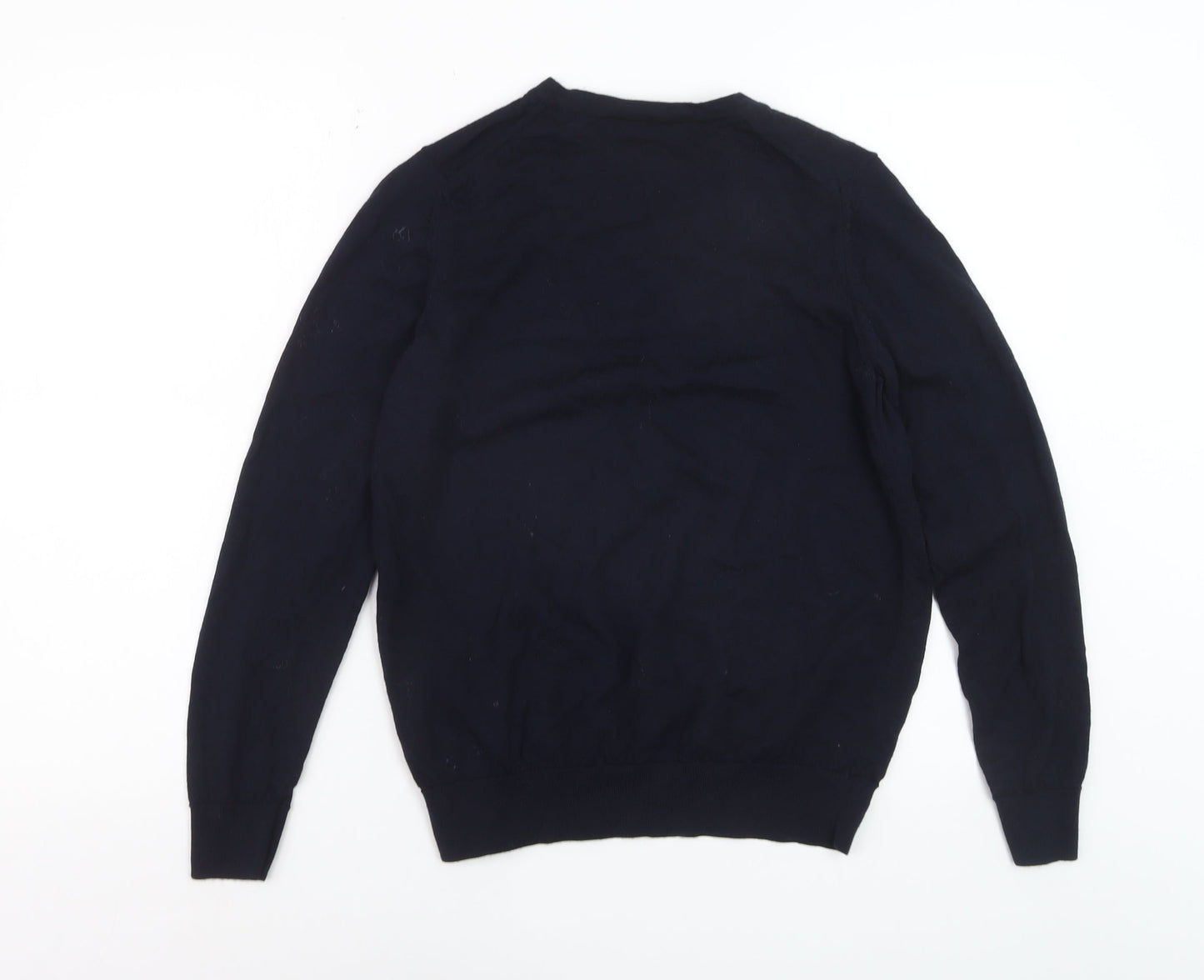 Marks and Spencer Women's Blue Merino Wool Crew Neck Jumper Size 12