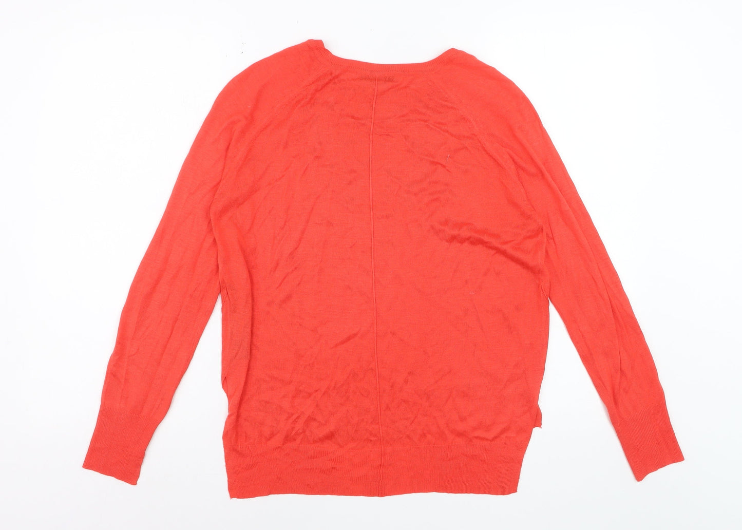 Zara Women Red Knit Crew Neck Long Sleeve Pullover Jumper Size S