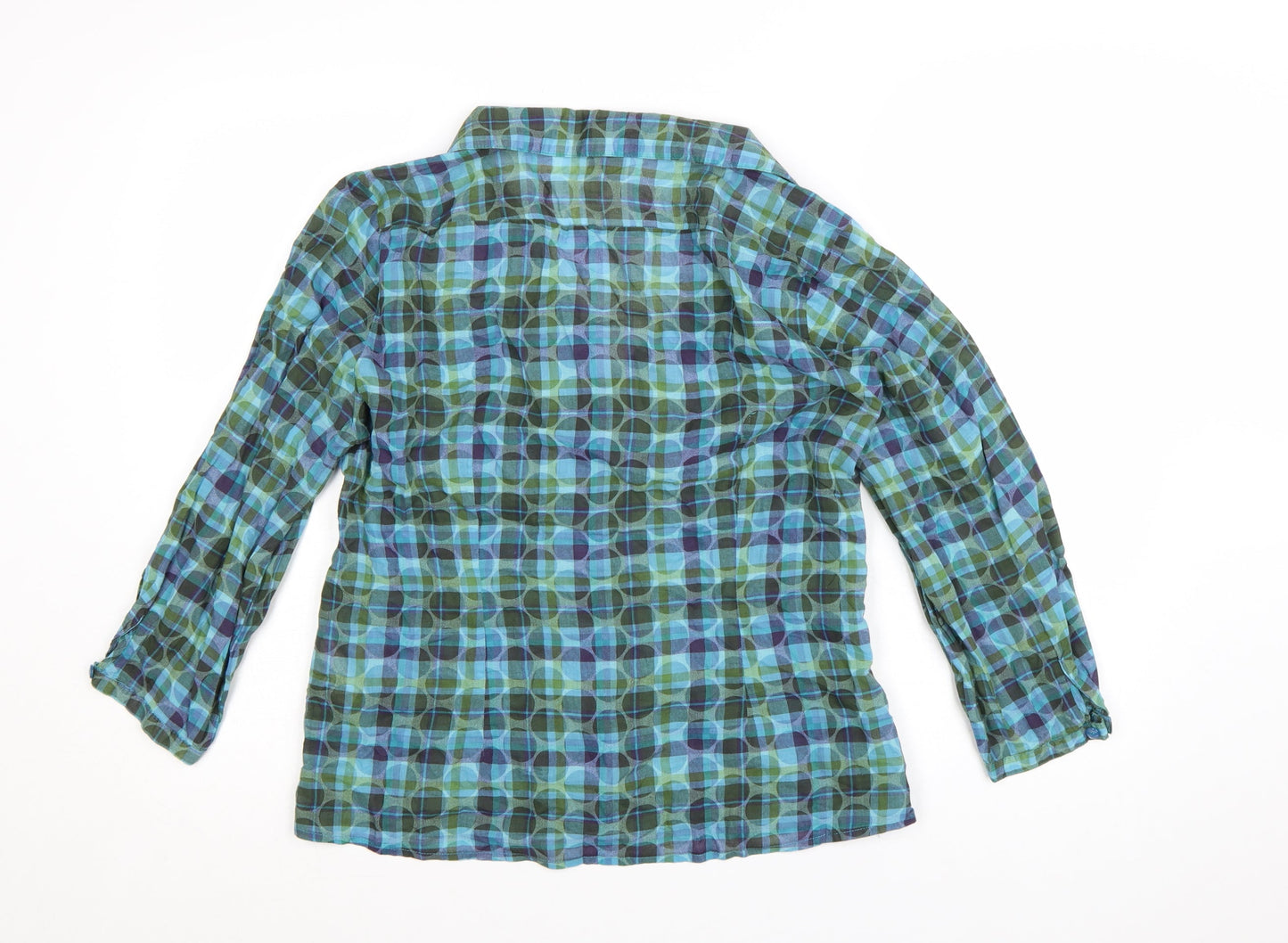 Bravissimo Women's Blue Check Cotton Ruffle Tunic Blouse Size 16
