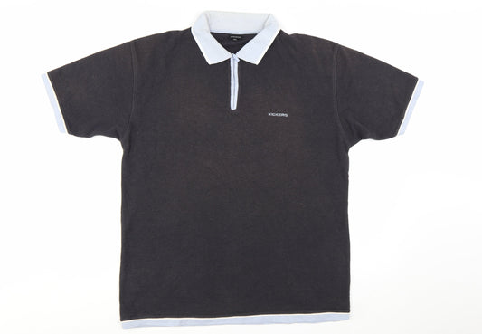 Kickers Men Black XL Short Sleeve Collared Cotton Polo Shirt