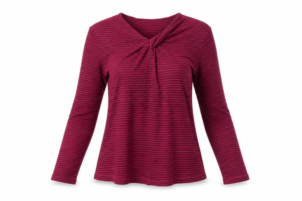 L.K. Bennett Women’s Pink Striped Wool Blend Long Sleeve T-Shirt Size S