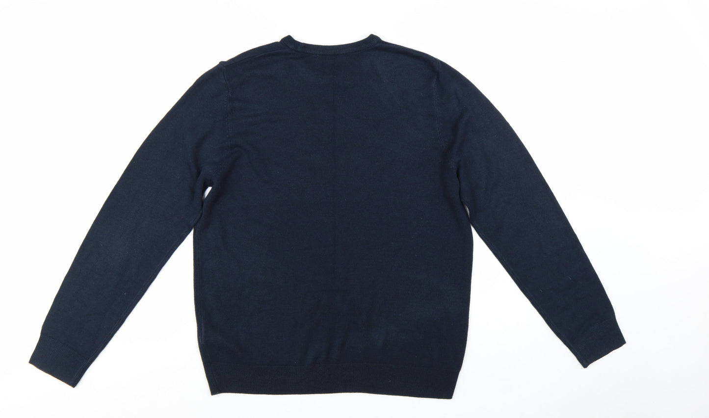 Marks and Spencer Men's Blue Cashmilon Crew Neck Jumper Size L