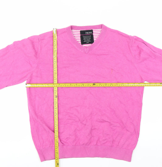 6th Sense Men's Pink V-Neck Cotton Jumper Size L
