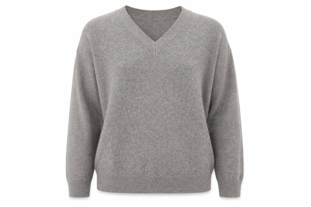Marks and Spencer Women Grey V-Neck Long Sleeve Knit Pullover Jumper L