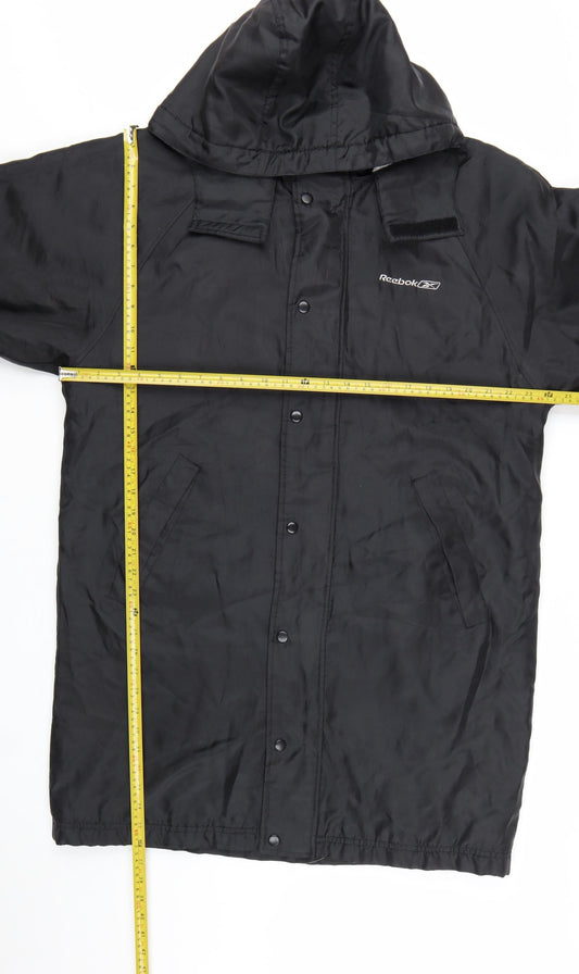 Reebok Men’s Black Hooded Long Parka Coat Size M Lined Winter Jacket