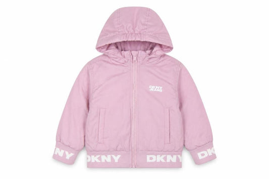 DKNY Girls Pink Hooded Puffer Jacket 24 Months Polyester Winter Coat