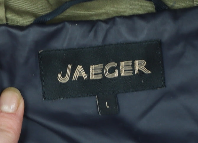 Jaeger Women's Navy Blue Long Hooded Waterproof Rain Coat L