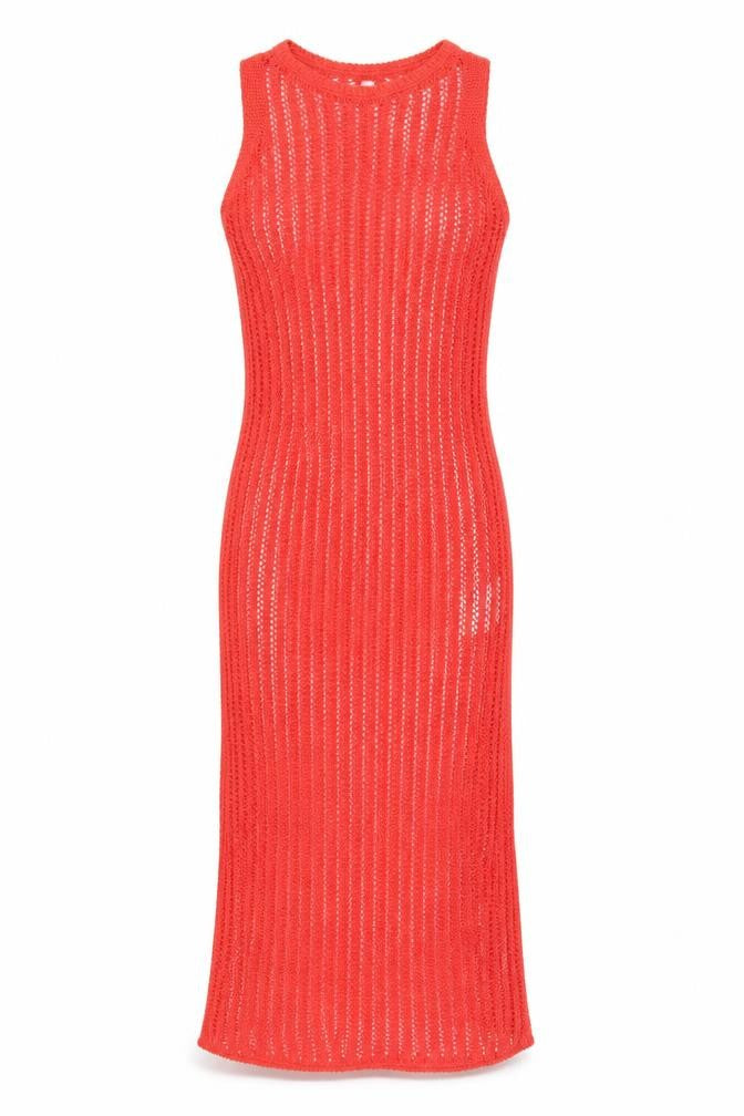 Marks & Spencer Women Red XS Knit Sleeveless Tank Midi Dress