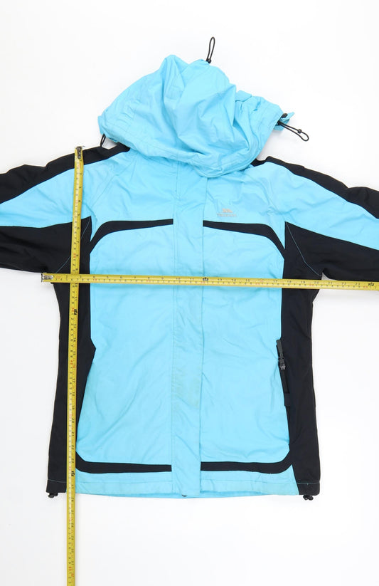 Trespass Women Blue Waterproof Ski Jacket M Hooded Windproof