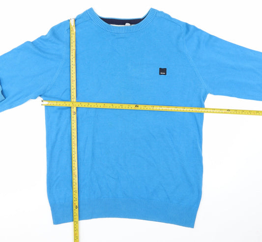 Bench Mens Blue Cotton Crew Neck Pullover Jumper Size M
