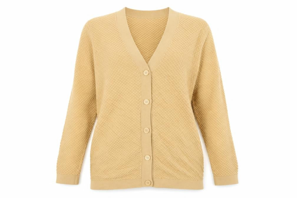COS Womens Beige Cotton Long Sleeve V-Neck Cardigan Size L